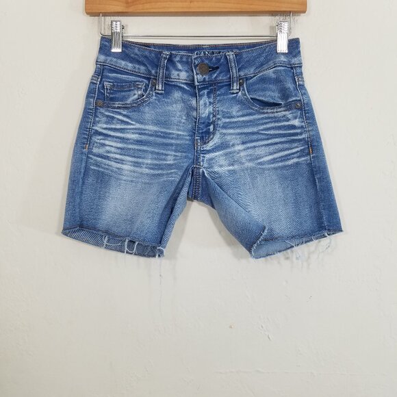 American Eagle Outfitters Pants - American Eagle Midi Super Super Stretch Jean Shorts Blue Size 0